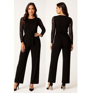 Michael Kors Lace-Sleeve Jumpsuit NWT Size XL